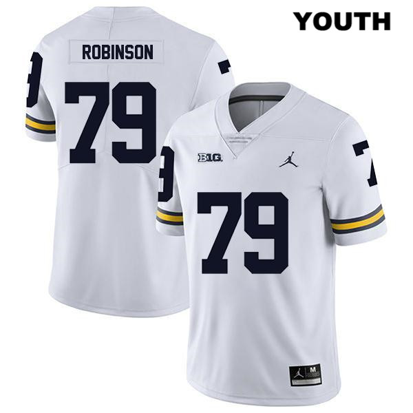 Youth NCAA Michigan Wolverines Greg Robinson #79 White Jordan Brand Authentic Stitched Legend Football College Jersey CD25B26UV